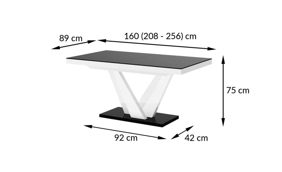 [wysyłka 24h] Stół rozkładany VEGAS 160 (biały/połysk) - 3