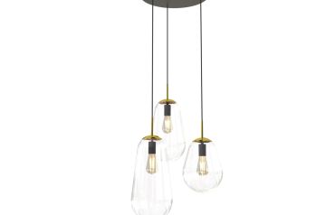 Lampa wisząca PEAR III wys. 130cm 3xE27 | złoty/transparentny