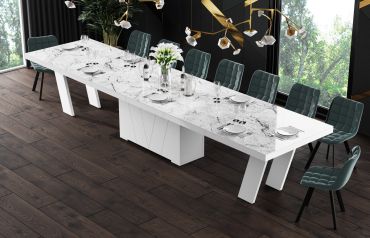 Stół rozkładany GRANDE 160 - Venatino white (Marmur / Biały)