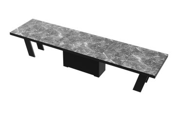 Stół rozkładany GRANDE 160 - Venatino dark (Marmur / Czarny)