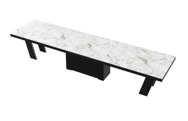 Stół rozkładany GRANDE 160 - Venatino white (Marmur / Czarny)