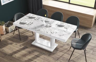 Stół rozkładany QUADRO 120 - Venatino white (Marmur / Biały)