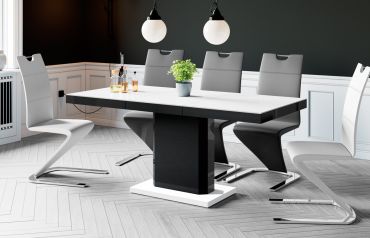 Stół rozkładany RIVIA 120 - Biały / Czarny