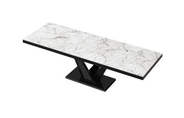 Stół rozkładany VEGAS 160 - Venatino white (Marmur / Czarny)
