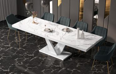Stół rozkładany VEGAS 160 - Marble white (Marmur / Biały)