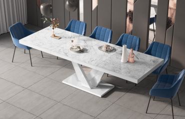Stół rozkładany VEGAS 160 - Venatino white (Marmur / Biały)