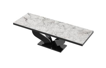 Stół rozkładany VIVA 160 - Venatino white (Marmur / Czarny)