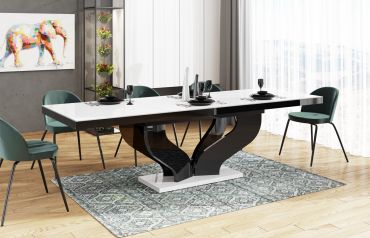 Stół rozkładany VIVA 160 - Biały / Czarny